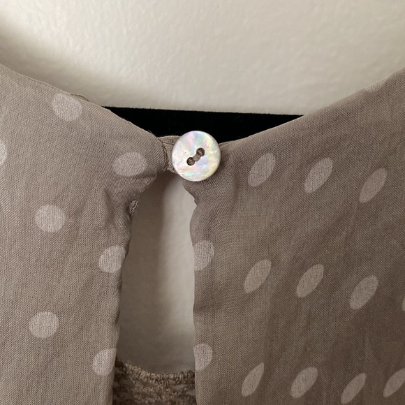 Carla Conti tan polka dot silk tank top with cotton lining and fringe - Picture 6 of 6